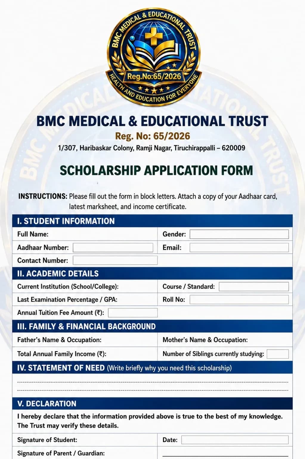 Scholarship Application Form